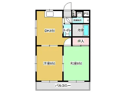 ハッピーフラッツ(2DK/1階)の間取り写真