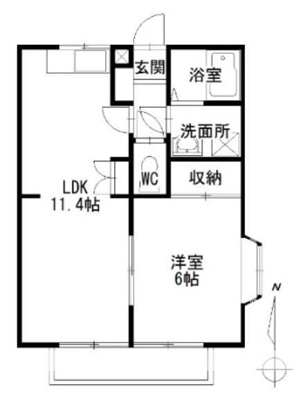 さくらフォレスト神辺(1LDK/1階)の間取り写真
