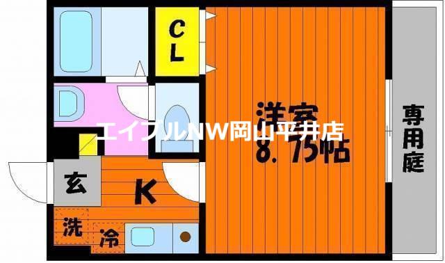フォーシーズン冬(1K/2階)の間取り写真
