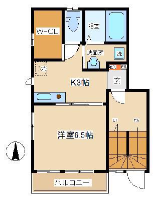 GREEN(1K/2階)の間取り写真