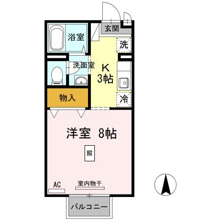 セジュール素川II(1K/2階)の間取り写真