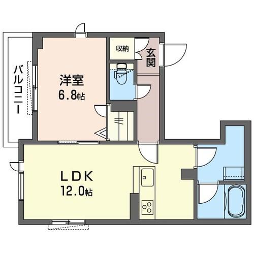 オロール(1LDK/3階)の間取り写真