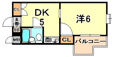 ストーク西灘(1DK/2階)の間取り写真