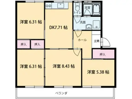 レジデンス小沢(4DK/2階)の間取り写真