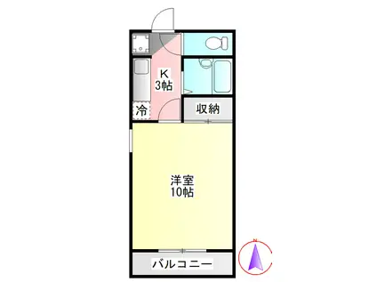 第6ハイツタマキ(1K/2階)の間取り写真