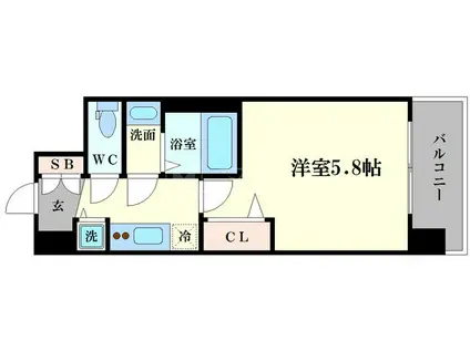 LC玉造(1K/8階)の間取り写真