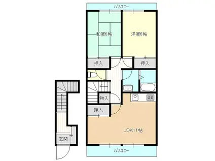 ビバライフひらき台(2LDK/1階)の間取り写真