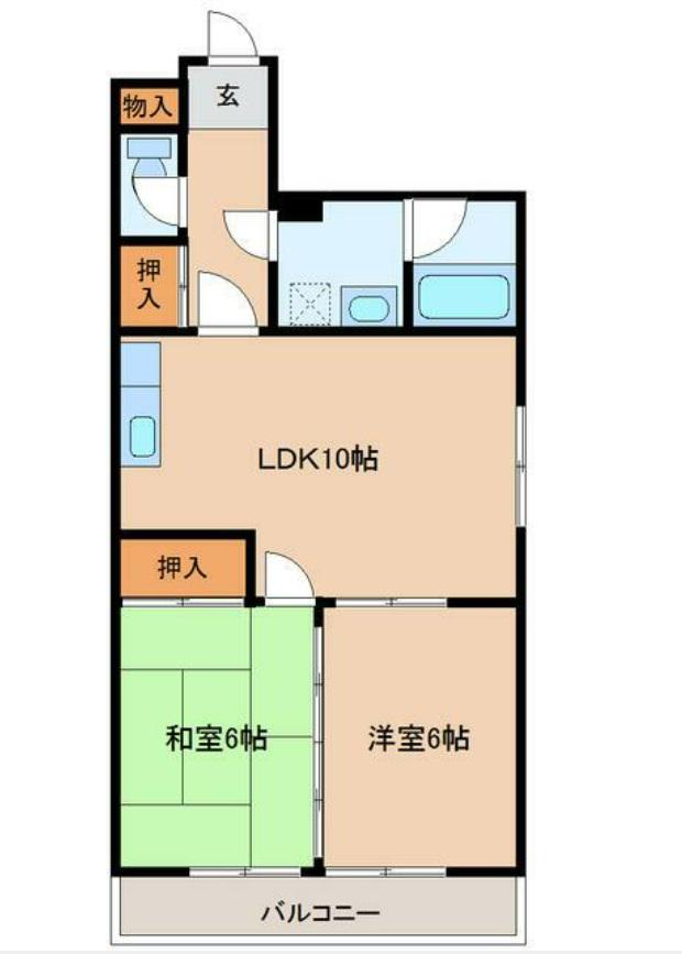イーストヴィラ小田原(2LDK/1階)の間取り写真