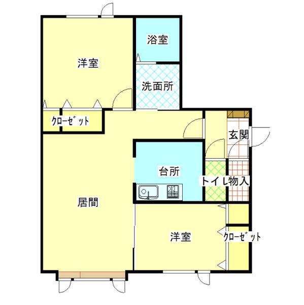 イリス25(2LDK/2階)の間取り写真