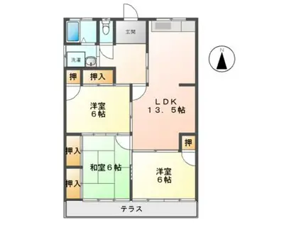 サンシャイン高柳(3LDK/1階)の間取り写真