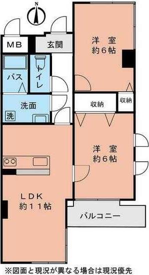 メゾンM.K(2LDK/2階)の間取り写真