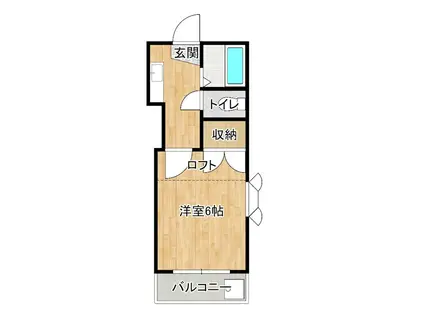 ボヌール若水(1K/2階)の間取り写真