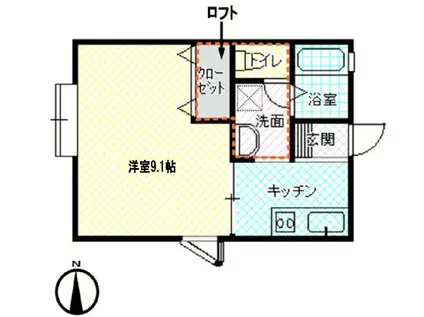 サンヒルズ香久池A棟(1K/2階)の間取り写真