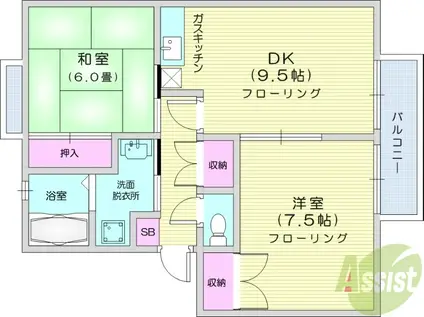 ガーデンホームズ柴田4番館(2DK/2階)の間取り写真