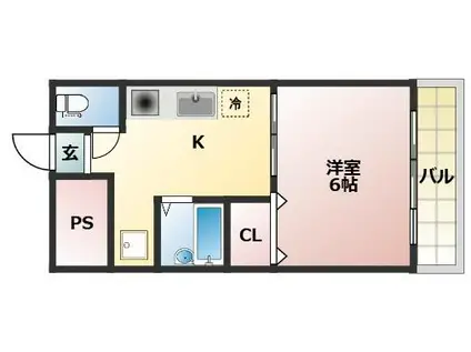 サンハイツバロン(1K/2階)の間取り写真