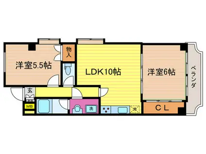 サンヴェール桂(2LDK/5階)の間取り写真