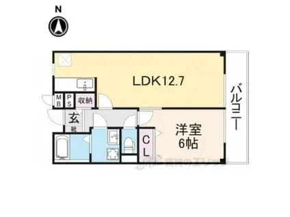 ガーデンパレスⅡ(1LDK/2階)の間取り写真