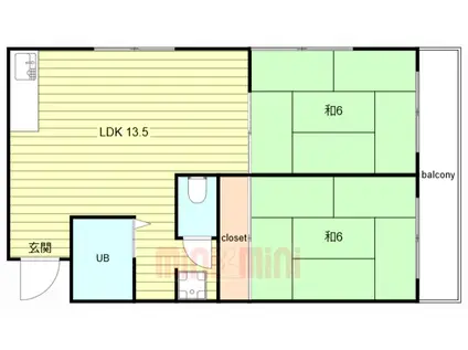 ジョンメゾン城ヶ堀(2LDK/2階)の間取り写真