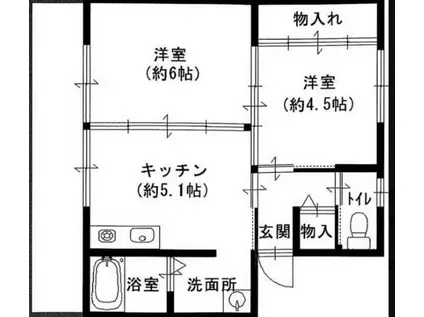 ヴィラナリー長尾 I棟(2DK/5階)の間取り写真