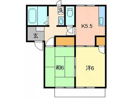 フレグランス岡本 A棟(2K/1階)の間取り写真