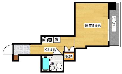 CALM東観音(ワンルーム/6階)の間取り写真