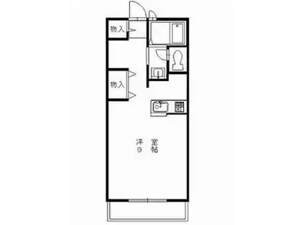 オーベルジュ元今泉(1K/2階)の間取り写真