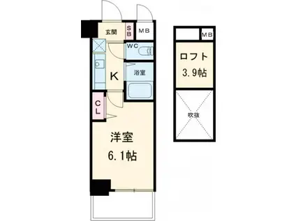 エステムコート神戸県庁前IIIフィエルテ(1K/11階)の間取り写真