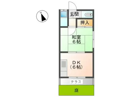 若草荘(1DK/1階)の間取り写真