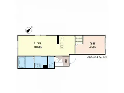 シャーメゾン純心電停前(1LDK/1階)の間取り写真