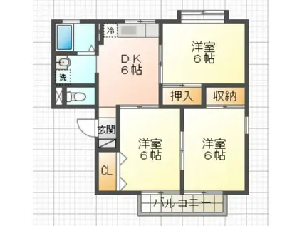 イーストニュータウンA(3DK/1階)の間取り写真