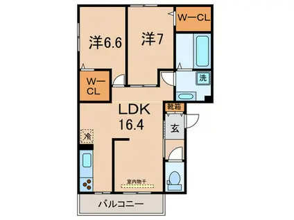栖III(2LDK/3階)の間取り写真