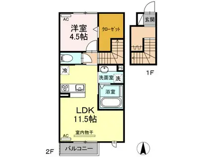 FOREST VILLA(1LDK/2階)の間取り写真