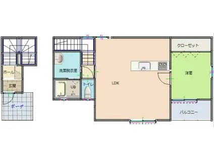 KURASUMU GINZA A棟(1LDK/2階)の間取り写真