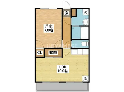 セブンラックマンション(1LDK/3階)の間取り写真