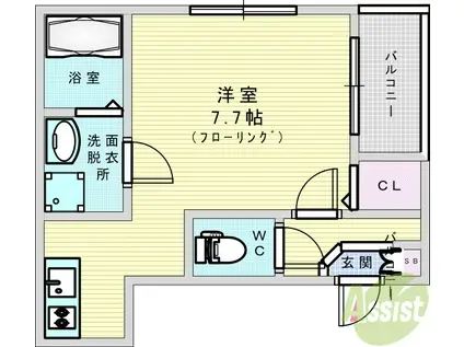 メシル新大阪(ワンルーム/1階)の間取り写真