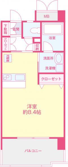 ローデンブルグ運動公園(1K/3階)の間取り写真