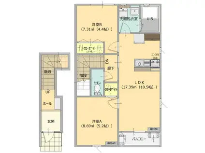 アルミュールB(2LDK/2階)の間取り写真