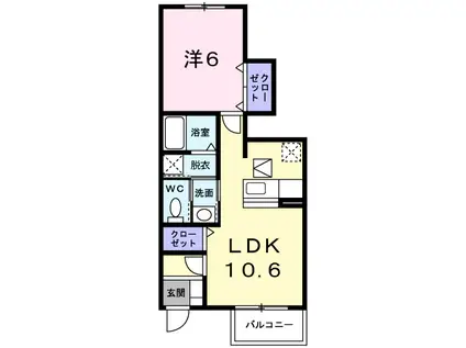 カーサ プラシードI番館(1LDK/1階)の間取り写真