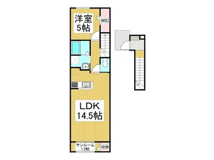 メゾンラテ稲葉(1LDK/2階)の間取り写真