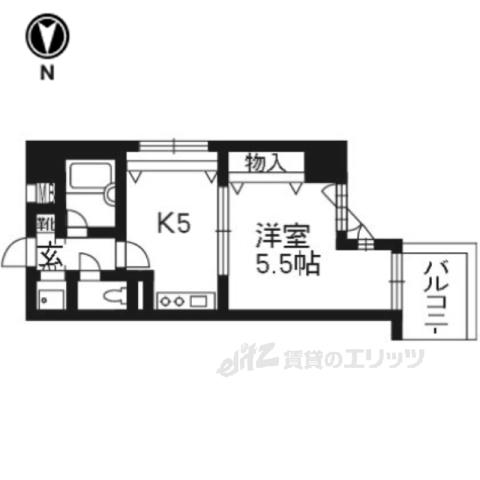 ライオンズマンション四条堀川第2(1K/8階)の間取り写真