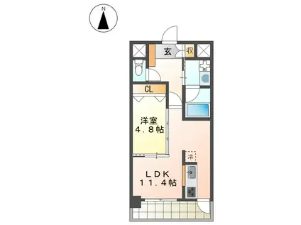 GK FAN レジデンス(1LDK/2階)の間取り写真