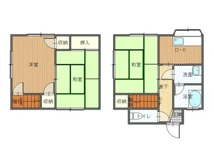 下陰岡田様(3K/1階)の間取り写真