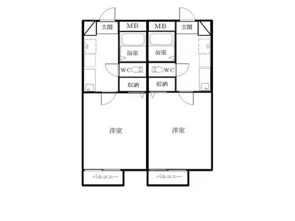 ピープルGTIII(1K/2階)の間取り写真