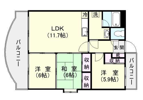 サンモール(3LDK/2階)の間取り写真