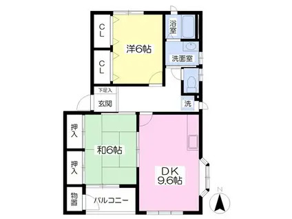 カーム高森II(2DK/3階)の間取り写真