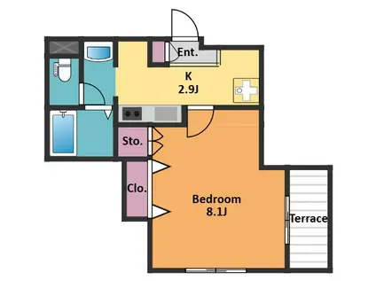 ヘーベルハウス大山(1K/1階)の間取り写真