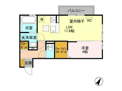 エスポワール寺尾台(1LDK/1階)の間取り写真