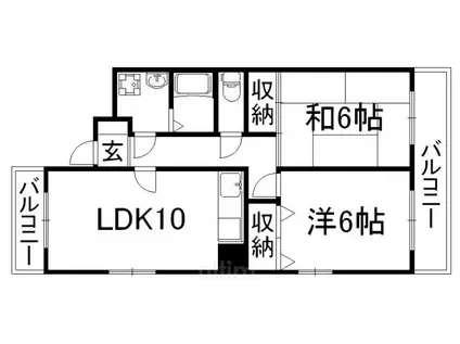 カーネルヒル(2LDK/4階)の間取り写真