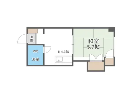 西28丁目パークマンション(1DK/3階)の間取り写真