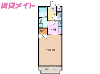 ライフピット羽津(1K/2階)の間取り写真